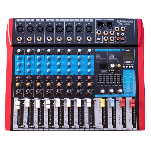 MESA DE SOM SOUNDVOICE 8 CANAIS EF/EQ MS802 EUX CÓD 17220 3054 por R$1. ...