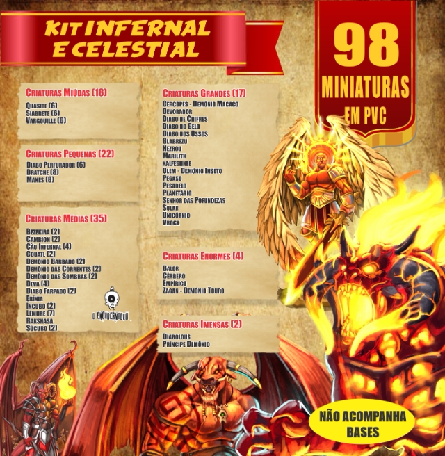 miniaturas de pvc rpg infernal e celestial